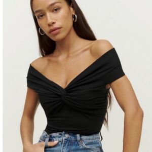 Reformation Black Off-Shoulder Top